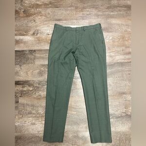 J Crew Bowery Men’s Green Dress Pants size 34x32 Slim Fit